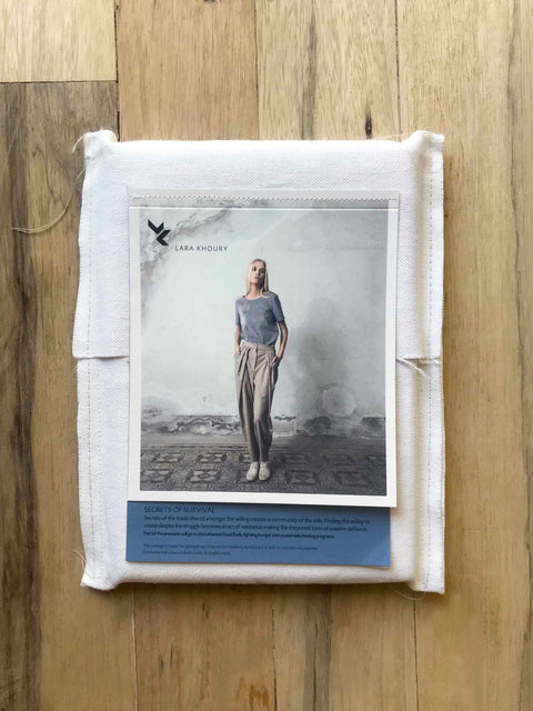 Lara Khoury: Secrets of Survival DIY sewing kit, Poplin T-Shirt and Contour Pants